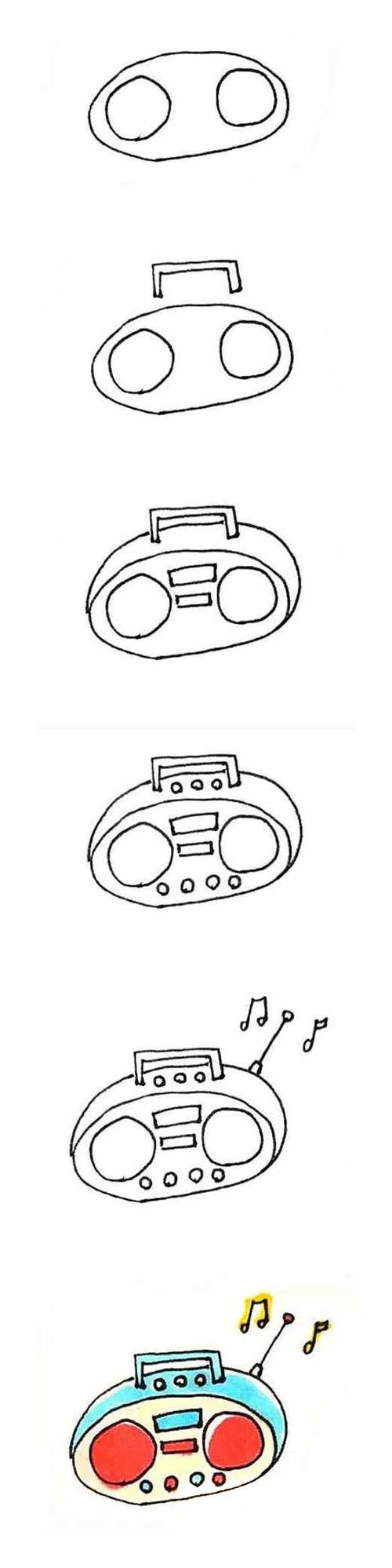 蒙德里安收音機簡筆畫